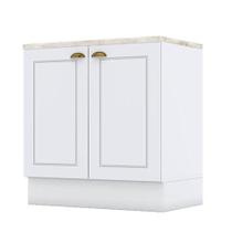 Balcão 2 Portas 80 Cm Americana Branco Com Tampo Cooktop Calcare - Henn
