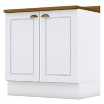 Balcão 2 Portas 80 Cm Americana Branco Com Tampo Nature - Henn