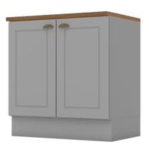 Balcão 2 Portas 80cm Americana Cinza com Tampo Cooktop Nature - Móveis Henn