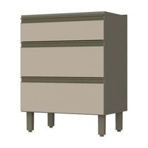 Balcão 3 Gavetas 60cm Connect Duna/Cristal - Móveis Henn