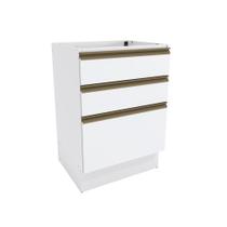 Balcão 3 Gavetas Kappesberg Celeste 100% MDF Branco 60cm Balcão 3 Gavetas Kappesberg Celeste 100% MDF Branco 60cm