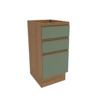Balcão 3 Gavetas Kappesberg Celeste 100% MDF Nogueira/Verde Oliva 40cm