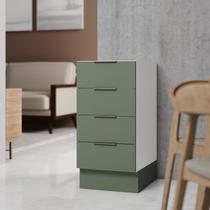 Balcão 4 Gavetas 40cm sem Tampo com Rodapé Ipanema CabeCasa MadeiraOriginals Branco/Verde Folha Balcão 4 Gavetas 40cm sem Tampo com Rodapé Ipanema CabeCasa MadeiraOriginals Branco/Verde Folha