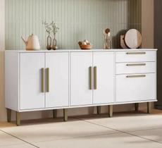 Balcão 5 Portas 2 Gavetas Lorena Kaiki Móveis - Branco