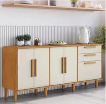 Balcão 5 Portas 2 Gavetas Lorena Kaiki Móveis - Nature/Off
