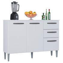 Balcão 507 3 Portas e 2 Gavetas com Tampo Branco - Poquema Balcão 507 3 Portas e 2 Gavetas com Tampo Branco - Poquema