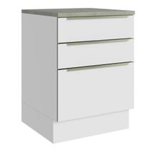 Balcão 60Cm 3GVT Branco/Branco Veludo Lux Madesa Branco Balcão 60Cm 3GVT Branco/Branco Veludo Lux Madesa Branco
