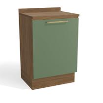 Balcão 60cm com Tampo 1 Porta Botanic Kappesberg - Nogueira/Verde Oliva Balcão 60cm com Tampo 1 Porta Botanic Kappesberg - Nogueira/Verde Oliva