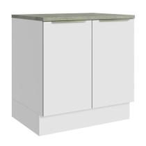 Balcão 80 cm 2 Portas Branco/Branco Veludo Lux Madesa