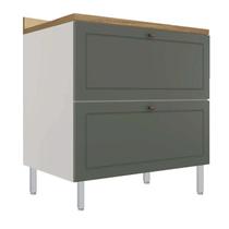 Balcao 80cm 1 Gaveta 1 Porta Basculante Com Tampo e Pés 100% MDF Cozinha Provence Robel Fendi/Salvia