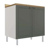 Balcao 80cm 2 Portas Com Tampo e Pés 100% MDF Cozinha Modulada Provence Robel Fendi/Salvia