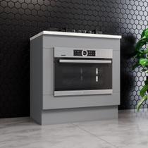 Balcão 80cm com Tampo para Forno de Embutir e Cooktop Americana Henn - Cinza/Calcare