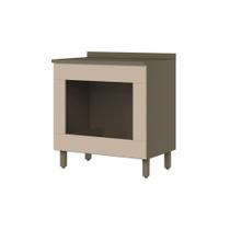 Balcão 80cm para Cooktop e Forno de Embutir com Tampo Connect Henn - Duna/Cristal