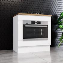 Balcão 80cm para Forno de Embutir e Cooktop com Tampo Americana Henn - Branco HP Fosco/Nature