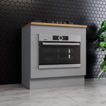 Balcão 80cm para Forno de Embutir e Cooktop com Tampo Americana Henn - Cinza/Nature