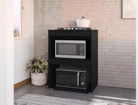 Balcão Adriana para Cooktop de 4 ou 5 Bocas Preto Ajl Móveis Balcão Adriana para Cooktop de 4 ou 5 Bocas Preto Ajl Móveis