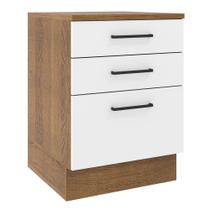 Balcão Agata 60 Cm 3 Gavetas - Rustic/branco Rustic/branco