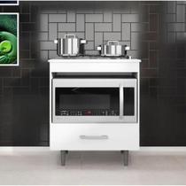 Balcão Alecrim 70cm para Cooktop 4 Bocas e Forno 1 Gaveta Poliman Cor Branco