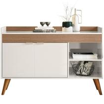 Balcao Aparador Buffet 120 Cm Off White Cristal Ripado Madei