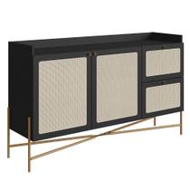 Balcão Aparador Buffet 2 Portas Pé Metal Arlo A10 Nero/Dourado - Mpozenato