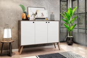 Balcão Aparador Buffet 3 Portas Castani com Branco Bela Casa