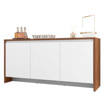 Balcão Aparador Buffet 3 Portas Madrid C14 Cedro/Branco - Mpozenato