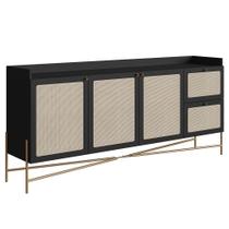 Balcão Aparador Buffet 3 Portas Pé Metal Arlo A10 Nero/Dourado - Mpozenato Balcão Aparador Buffet 3 Portas Pé Metal Arlo A10 Nero/Dourado - Mpozenato