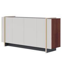 Balcão Aparador Buffet 4 Portas 160cm Barcelona C05 Nogueira/Off/Dourado - Mpozenato