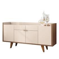 Balcão Aparador Buffet 4 Portas Sinfonia H01 Castanho/Off - Mpozenato