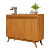 Balcão Aparador Buffet Florence MDF com Detalhe Ripado 3 Portas, Pé Palito, Estilo Moderno para Sala de Jantar e Sala de Estar