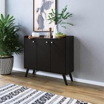 Balcão Aparador Buffet Preto 3 Portas MDP 90cm Sala Jantar Moderno e Funcional Balcão Aparador Buffet Preto 3 Portas MDP 90cm Sala Jantar Moderno e Funcional
