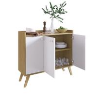 Balcão Aparador Buffet Sala De Jantar 3 Portas Branco Marrom Arte Cas