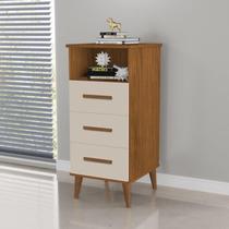 Balcão / aparador pan. 3 gavetas + pés retrô multi prático cor freijó com off white Balcão / aparador pan. 3 gavetas + pés retrô multi prático cor freijó com off white