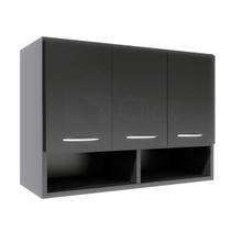 Balcão Armário Aéreo 3 Portas c/ 2 Nichos Parede Multiuso