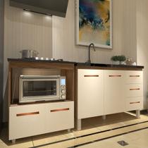 Balcão Armário Cozinha Gabinete de Pia 120 cm Bruna e Balcão para Fogão Cooktop 4 Bocas e Forno Evelyn Savana Off White Balcão Armário Cozinha Gabinete de Pia 120 cm Bruna e Balcão para Fogão Cooktop 4 Bocas e Forno Evelyn Savana Off White