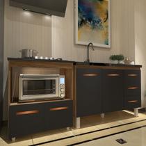 Balcão Armário Cozinha Gabinete de Pia 120 cm Bruna e Balcão para Fogão Cooktop 4 Bocas e Forno Evelyn Savana Preto Balcão Armário Cozinha Gabinete de Pia 120 cm Bruna e Balcão para Fogão Cooktop 4 Bocas e Forno Evelyn Savana Preto