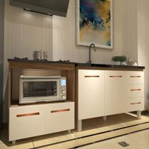 Balcão Armário Cozinha Gabinete de Pia 120 cm Bruna e Balcão para Fogão Cooktop 5 Bocas e Forno Evelyn Savana Off White Balcão Armário Cozinha Gabinete de Pia 120 cm Bruna e Balcão para Fogão Cooktop 5 Bocas e Forno Evelyn Savana Off White