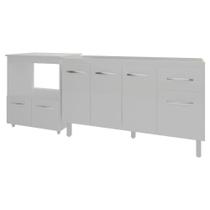 Balcão Armário Cozinha Gabinete De Pia 140 Cm Camila E Balcão Amanda Parana Microondas E Forno Elétrico Branco