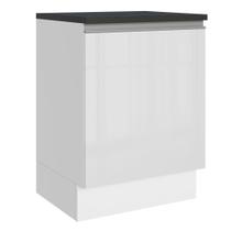 Balcão Armário de Cozinha 100% MDF 60 cm 1 Porta Frente Branco Brilho Acordes Madesa