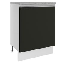 Balcão Armário de Cozinha 60 cm 1 Porta Branco/Preto Glamy Madesa