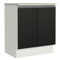 Balcão Armário de Cozinha 70 cm 2 Portas Branco/Preto Glamy Madesa