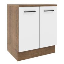 Balcão Armário de Cozinha 70 cm 2 Portas Rustic/Branco Agata Madesa