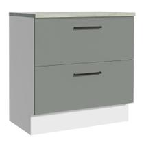 Balcão Armário de Cozinha 80 cm 2 Gavetas Branco/Cinza Agata Madesa