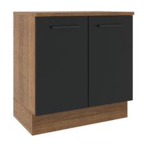 Balcão Armário de Cozinha 80 cm 2 Portas Rustic/Preto Agata Madesa Balcão Armário de Cozinha 80 cm 2 Portas Rustic/Preto Agata Madesa