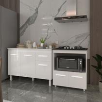 Balcão Armário Gabinete Aline 118 cm com Tampo Tampão e Balcão Evelyn para Cooktop 4 Bocas Branco Balcão Armário Gabinete Aline 118 cm com Tampo Tampão e Balcão Evelyn para Cooktop 4 Bocas Branco