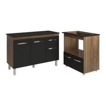 Balcão Armário Gabinete Aline 118 cm Savana Preto com Tampo Preto e Balcão Evelyn para Cooktop 5 Bocas Savana Preto Balcão Armário Gabinete Aline 118 cm Savana Preto com Tampo Preto e Balcão Evelyn para Cooktop 5 Bocas Savana Preto