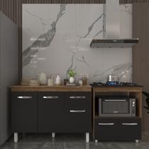 Balcão Armário Gabinete Aline 118 cm Savana Preto com Tampo Savana e Balcão Evelyn para Cooktop 5 Bocas Savana Preto Balcão Armário Gabinete Aline 118 cm Savana Preto com Tampo Savana e Balcão Evelyn para Cooktop 5 Bocas Savana Preto