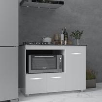 Balcão Armário Gabinete de Cozinha Para Fogão Cooktop 4 Bocas e Forno 3 Portas Alana Mobília Decor Branco