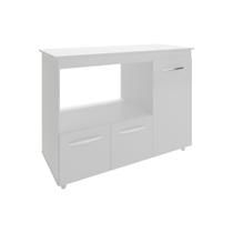 Balcão Armário Gabinete de Cozinha Para Microondas e Forno Elétrico 3 Portas Lilian Mobília Decor Branco