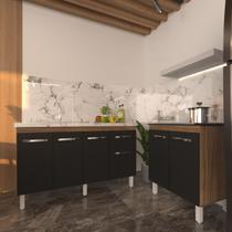 Balcão Armário Gabinete Para Pia 138 cm Camila e Balcão Fran Para Cooktop 4 Bocas Savana Preto Balcão Armário Gabinete Para Pia 138 cm Camila e Balcão Fran Para Cooktop 4 Bocas Savana Preto